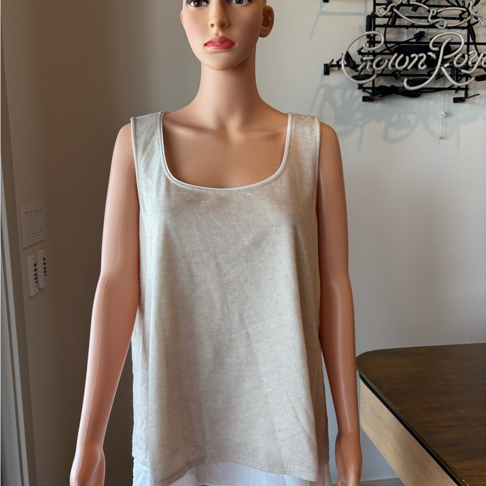 White House Black Market Cream Boxy Tank Top
